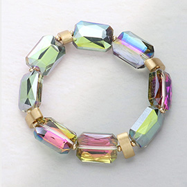 Rectangle Pebble Beaded Stretchable Bracelet