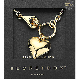 SECRET BOX_14K Gold Dipped Chunky Heart Pendant Necklace