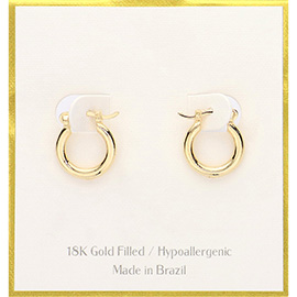 18K Gold Filled Hypoallergenic Mini Hoop Pin Catch Earrings