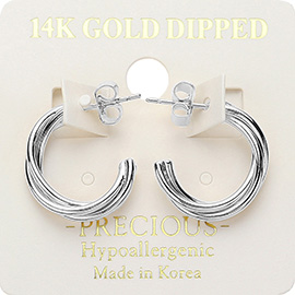 14K Gold Dipped Hypoallergenic Twisted Hoop Earrings