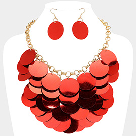 Sequin Disc Embellished Statement Necklace