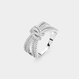 CZ Stone Paved Eternal Tie Knot Ring