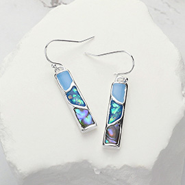 Abalone Enamel Bar Dangle Earrings