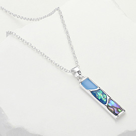 Abalone Enamel Bar Pendant Necklace