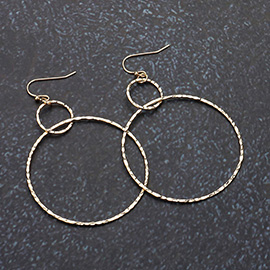 Textured Wire Open Ring Dangle Earrings