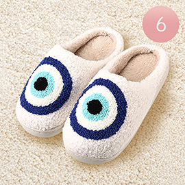 6Pairs - Evil Eye Printed Home Indoor Floor Slippers