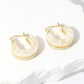 14K Gold Dipped Small Chunky Resin Pin Catch Earrings