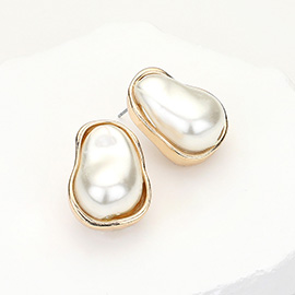 Abstract Pearl Stud Earrings