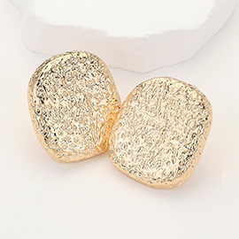 Textured Metal Pebble Clip On Earrings