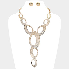 Textured Oval Plate Link Statement Necklace