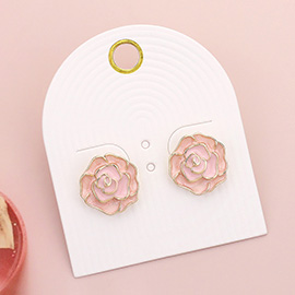 Enamel Rose Stud Earrings