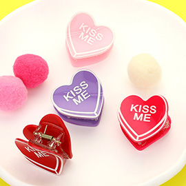 4PCS - KISS ME Message Acetate Heart Hair Claw Clips