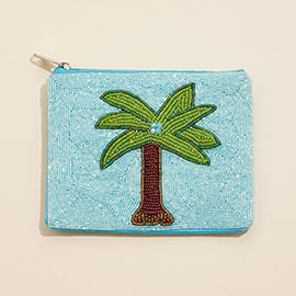 Tropical Tree Seed Beaded Mini Pouch Bag