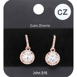 Round CZ Stone Dangle Earrings