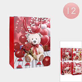 12PCS - Valentine Teddy Bear Printed Gift Bags