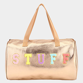 STUFF Message Metallic Top Handle Duffle Bag / Crossbody Bag