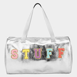 STUFF Message Metallic Top Handle Duffle Bag / Crossbody Bag