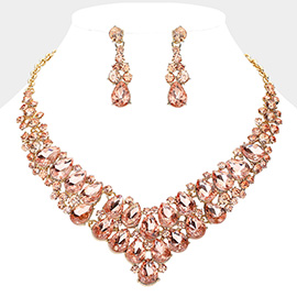 Teardrop Stone Cluster Collar Evening Necklace