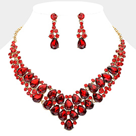 Teardrop Stone Cluster Collar Evening Necklace