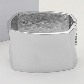 Wide Metal Hinged Bangle Bracelet