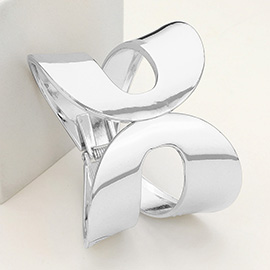 Wide Geometric Metal Hinged Bangle Bracelet