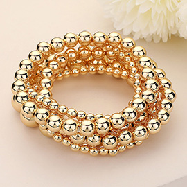 5PCS - Metal Ball Stretch Multi Layered Bracelets