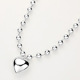 18K White Gold Dipped Heart Pendant Bubble Necklace