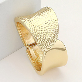 Textured Metal Hinged Bangle Bracelet