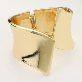 Metal Geometric Wide Hinged Bangle Bracelet