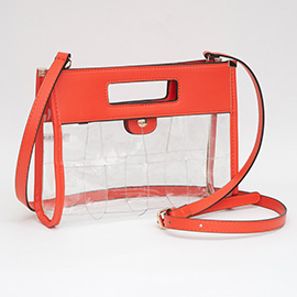 Faux Leather Transparent Crossbody Bag