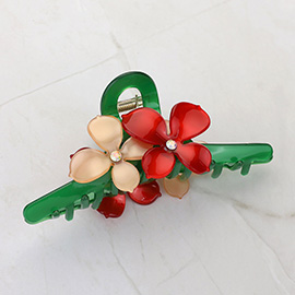 Flower Accented Hair Claw Clip