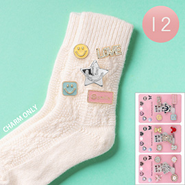 12 SET OF 5 - Enamel Smile Face Star LOVE Message Pin Trendy Slouch Socks Charm Jewelry