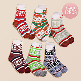 12PAIRS - Snowflake Patterned Luxury Soft Socks