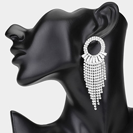 CZ Rhinestone Chandelier Fringe Evening Earrings