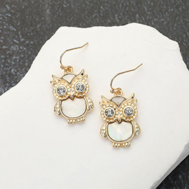 Mother Of Pearl Owl Dangle Earrings