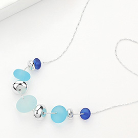 Sea Glass Pebble Beaded Necklace