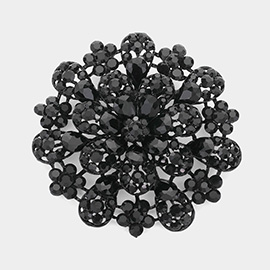 Oversized Flower Crystal Pave Pin Brooch