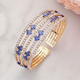 Square Cut CZ Stone Accented Evening Bracelet
