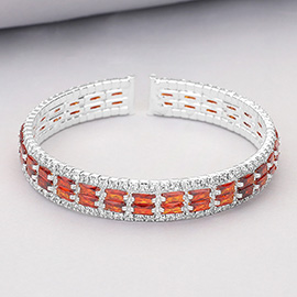 CZ Baguette Stone Accented Evening Bracelet