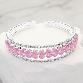 CZ Oval Stone Accented Evening Cuff Bracelet