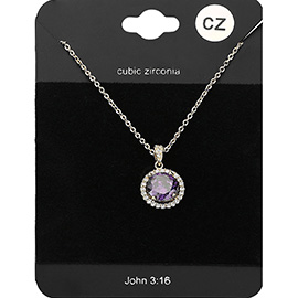 CZ Round Pendant Necklace