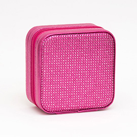 Bling Studded Square Travel Jewelry Organizer Box