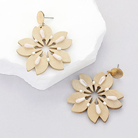 Wood Flower Dangle Earrings