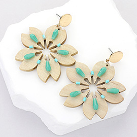 Wood Flower Dangle Earrings