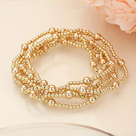 6PCS - Metal Ball Beaded Stretch Multi Layered Bracelets 