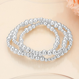 3PCS - Metal Ball Beaded Stretch Multi Layered Bracelets