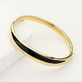 Stainless Steel Enamel Hinged Bangle Bracelet