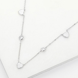 Enamel Heart Stone Bezek Station Necklace