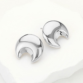 Stainless Steel Dome Crescent Earrings