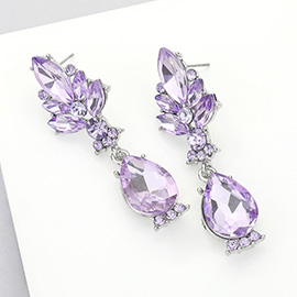 Marquise Glass Crystal Teardrop Dangle Evening Earrings